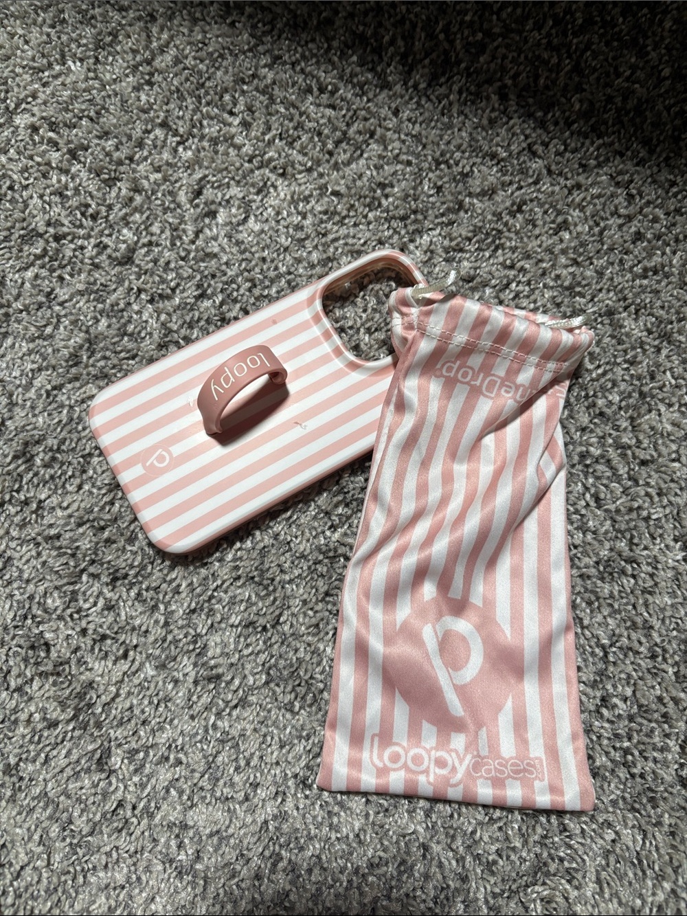 Loopy Case Pink & White Striped iPhone 14